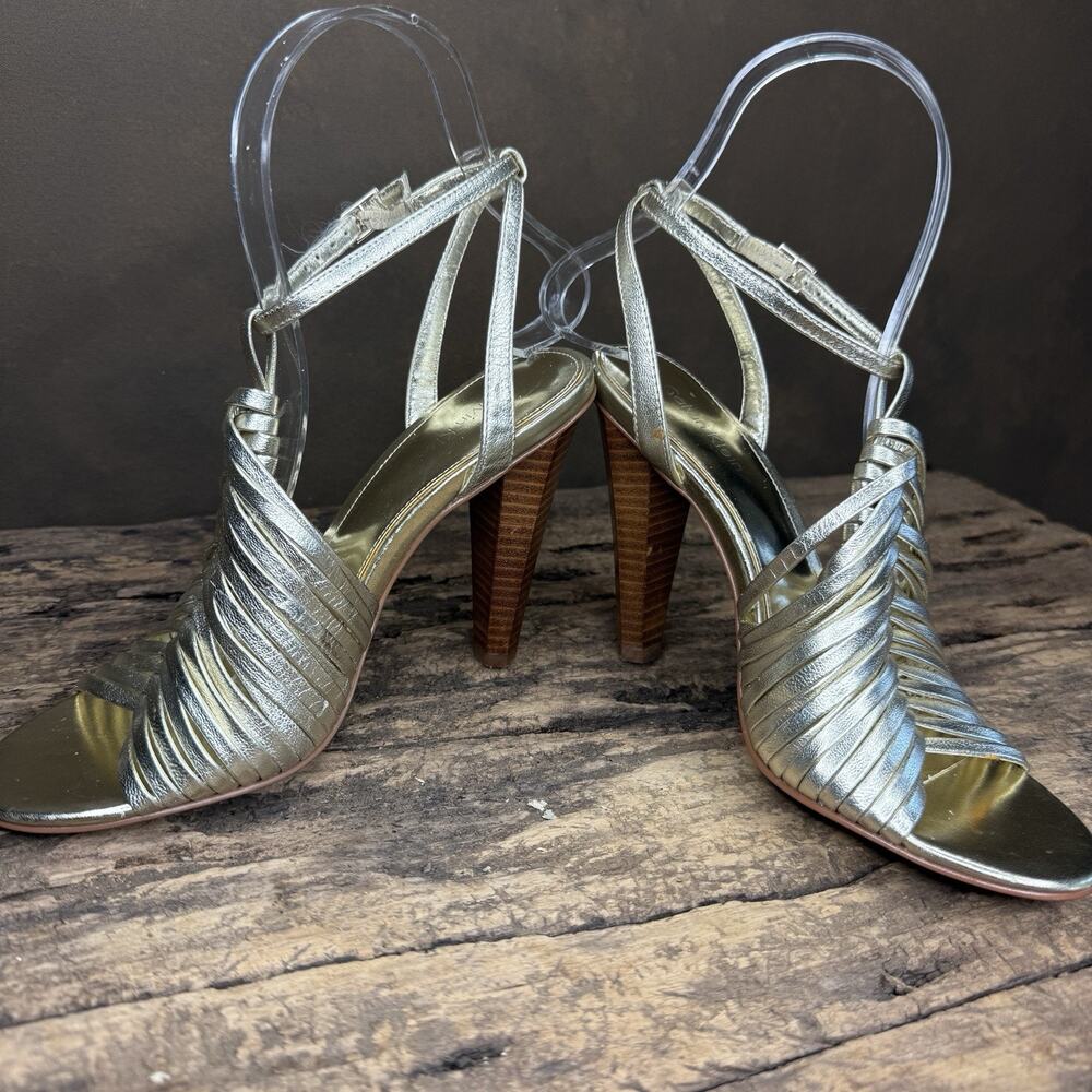 Calvin Klein Rene Metallic Gold Heels Y2K 2000s Strappy Sandals Women’s 6 - Picture 8 of 11